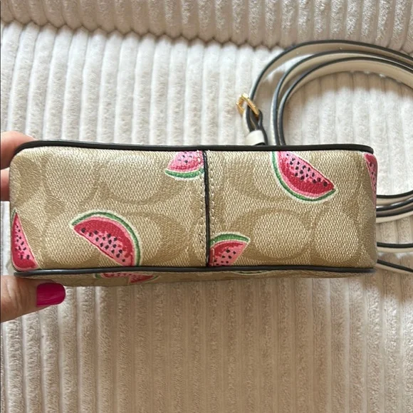 Coach Tan and Pink Crossbody Bag with Watermelon Accents - Picture 6 of 6